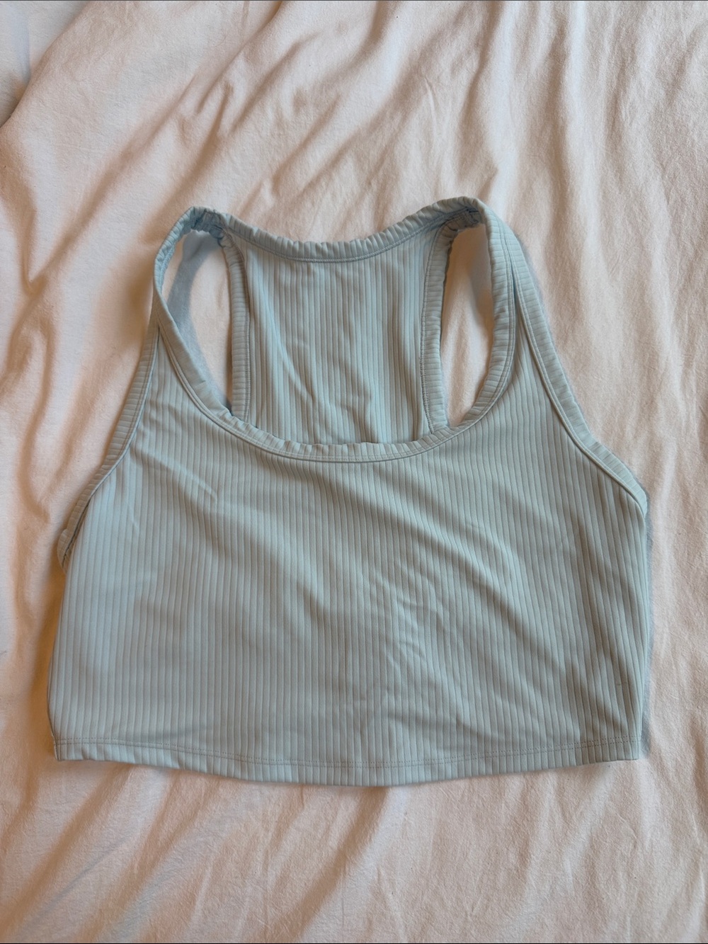 all in motion Pale Blue Ribbed Racerback Crop Top